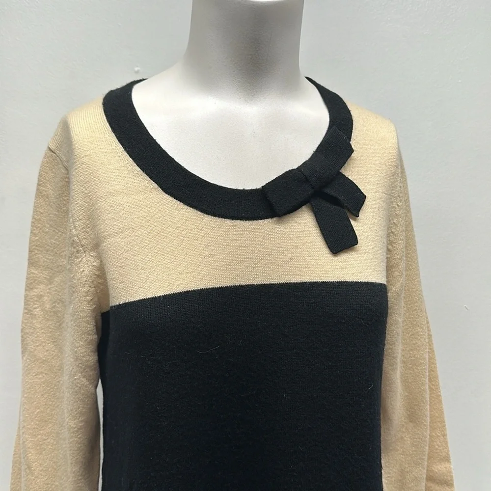 Kate Spade Sweater Dress Long Sleeve Bow Wool Cashmere Knit Colorblock M Medium